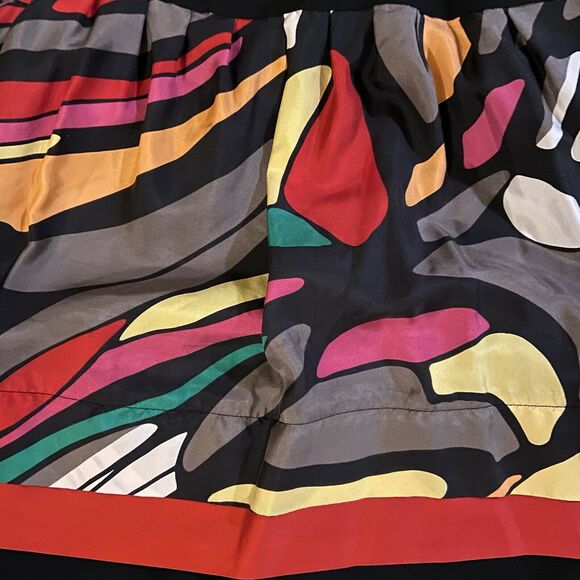 Nygard Collection Silk A-Line Black w/Butterfly-Like Print Skirt, Sz 6 - Picture 2 of 4